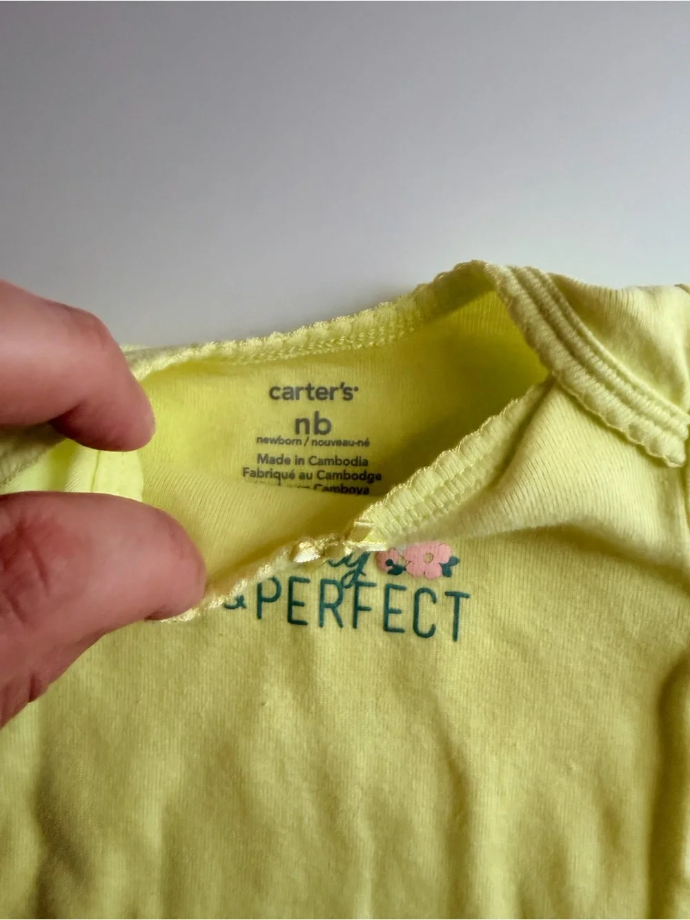 Carter’s Newborn “Pretty & Perfect” Yellow Short Sleeve Bodysuit | NB